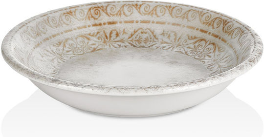 e-exoplismos Deep Round Beige Serving Bowl with Diameter 28cm 24 Pieces