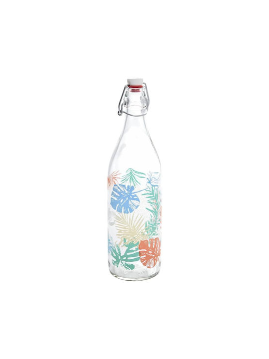 Glass Water Bottle With Screw Lid Transparent 1000ml