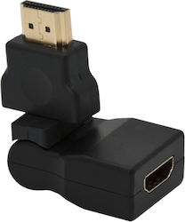180° Drehbarer Hdmi Adapter Weiblich-zu-Weiblich Hdmi Konverter Goldbeschichtete Kontakte Schwarz 1 Stück