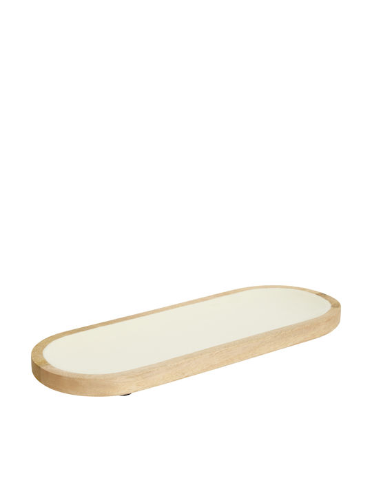 Piatelă De Servire Ovală Din Lemn Albă 40x15cm