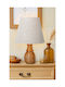 SteweHome Wooden Table Lamp LED with Beige Shade and Base