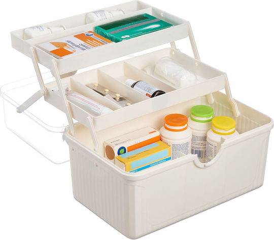 Relaxdays Cutie Pliabilă Organizator de Pastile Crem Transparent 20.5x21x30 Cm