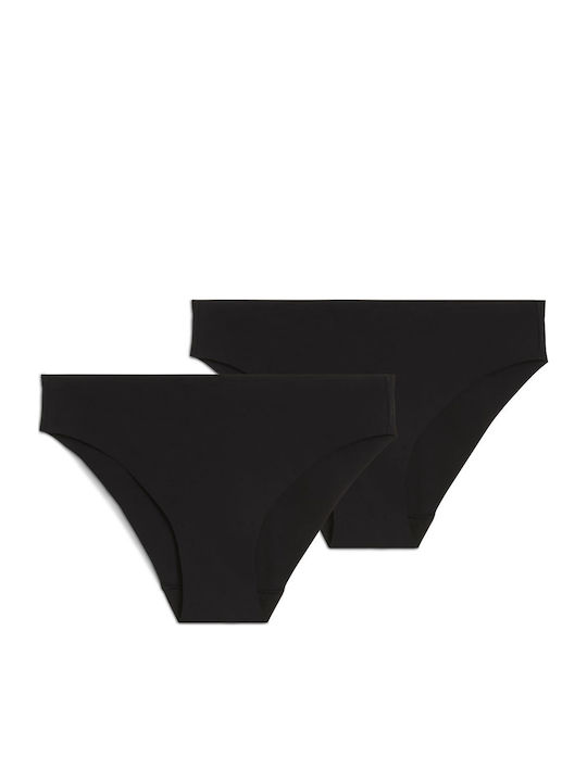 Βαμβακερά Γυναικεία Slip 2Pack χωρίς Ραφές Μαύρα