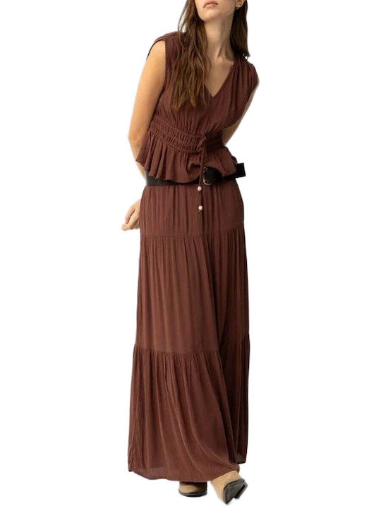 Tiffosi Hoch Taille Maxi Damenrock Braun