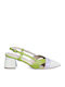 Leder Pumps mit Mittelhohem Absatz in Elfenbein
