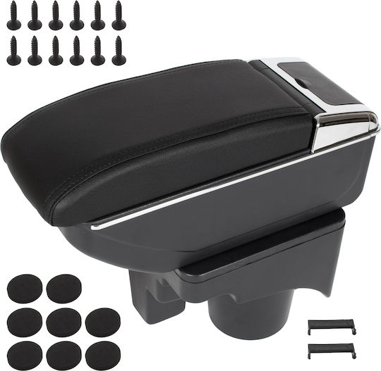 Vw Golf V 03-09 Armrest Storage Black Eco-leather + Installation Kit