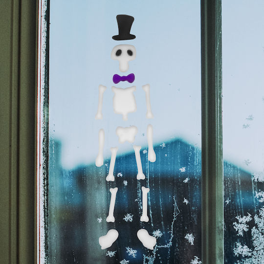 Halloween Skeleton Sticker Reusable Gel 46x12 Cm Window Decoration Without Adhesive