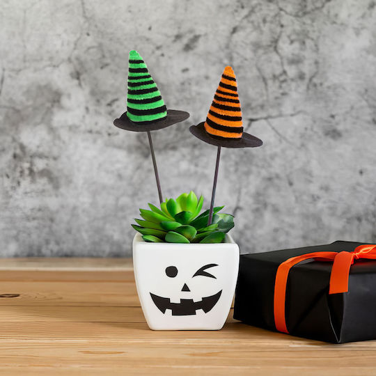Halloween Decoration Set 3 Witch Hats On Stakes 20x7 Cm Plastic