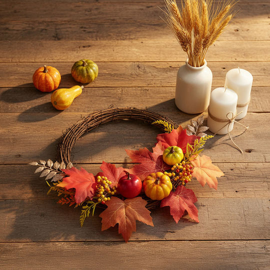 Coroană De Toamnă 35 Cm Frunze Decorative Fructe
