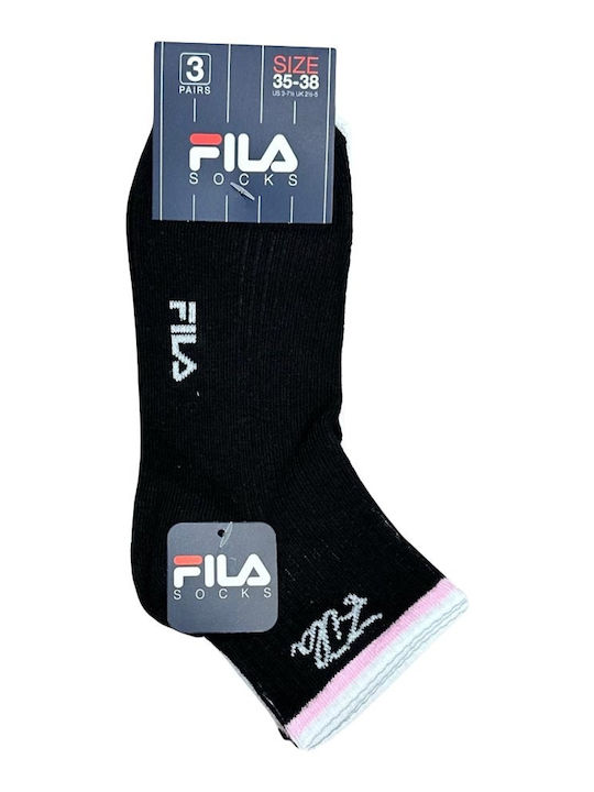FILA Kids' Sport Socks Black/White/Pink 3 Pairs
