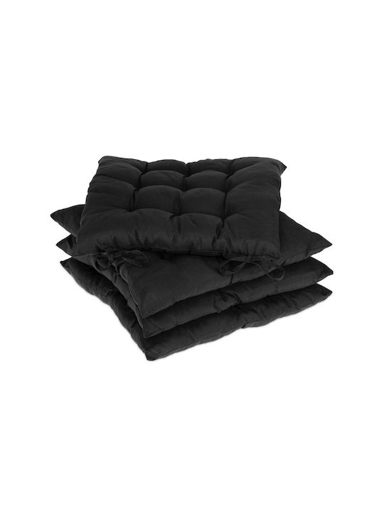 Relaxdays Gartenstuhlkissen Schwarz 4Stück 38x38cm