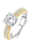 Ti Sento Single Stone Ring in Silver