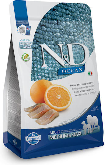 Farmina Ocean 2.5kg Hrană Uscată pentru Câini Adulți de Rase Medii și Mari cu Hering, Portocală, Pește, Rodie și Măr