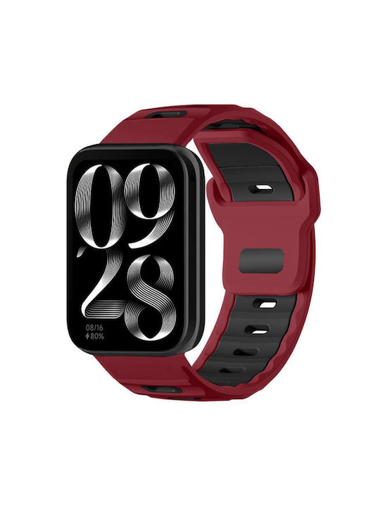 Xiaomi Band 9 Pro Redmi Watch 6 5 Xdfind Flat-head Dual-color Silicone Watch Band Wine Red+black Xiaomi Band 9 Pro Redmi Watch 6 5 Xdfind Flat-head Dual-color Silicone Watch Band Wine Red+black