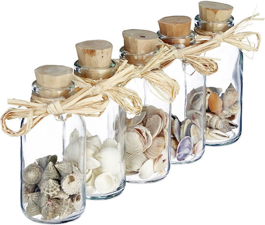 Relaxdays Decorative Bottles Shells Beige Cream Transparent 12x4.5x4.5 Cm Relaxdays Decorative Bottles Shells Beige Cream Transparent 12x4.5x4.5 Cm