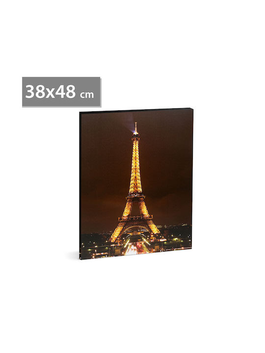 Led Painting Eiffel Tower 48 X 38 Cm Wall Decor Warm White Light 2 X Aa Batteries