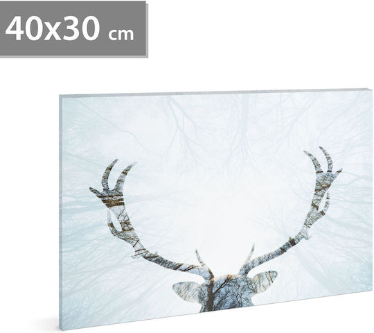 Led Christmas Reindeer Painting 40 X 30 Cm Wall Decor Warm White Light 2 X Aa Batteries