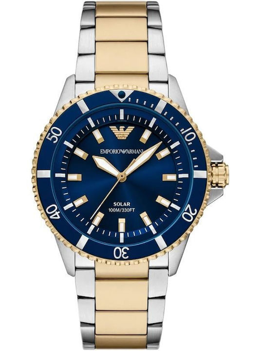 Emporio Armani Explorer Ανδρικό Ρολόι Solar με Ασημί Μεταλλικό Μπρασελέ