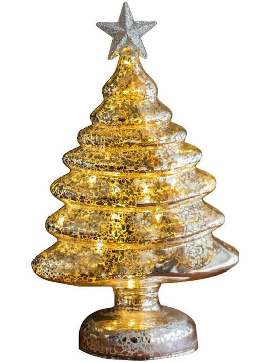 Arbore Decorativ De Crăciun Flippy Model Stea Sticlă Cu Lumină 3 Baterii Aa 22 X 9 Cm Auriu