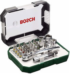 Bosch Ratchet & Socket Set Colored Bits 26 Pieces