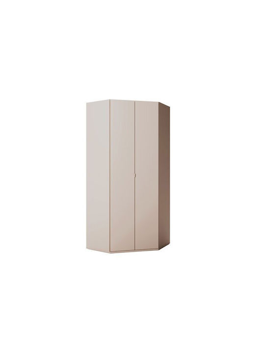 Sermavi 100 Двойна Врата Гардероб Ъглов с Огледало Бежова 100x100x231cm
