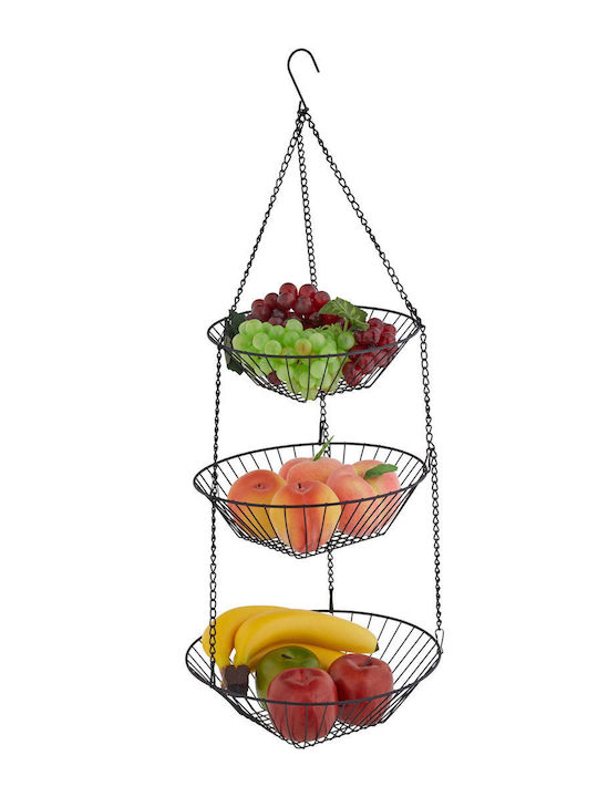 Relaxdays 3 Levels Black Fruit Bowl 28x28 cm