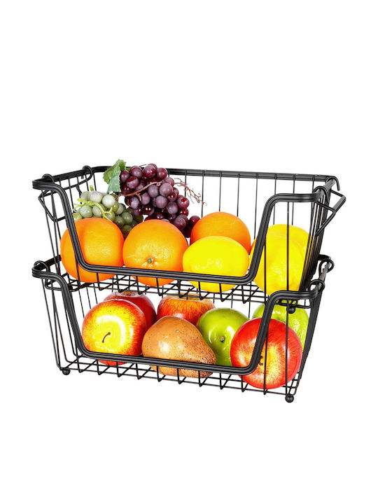 Vilde Obstschale Metallisch 2 Niveaus Schwarz 32x20x13.5cm