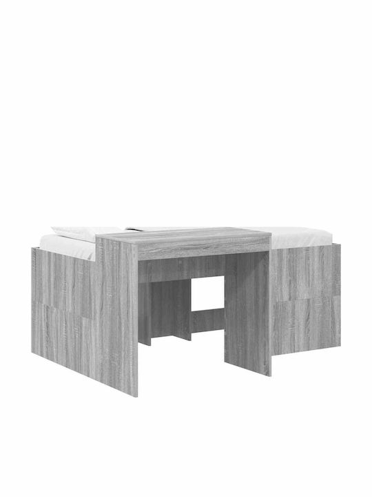 Kids Single Bed with Desk Gray