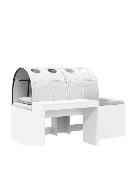 Kids Single Bed with Desk White