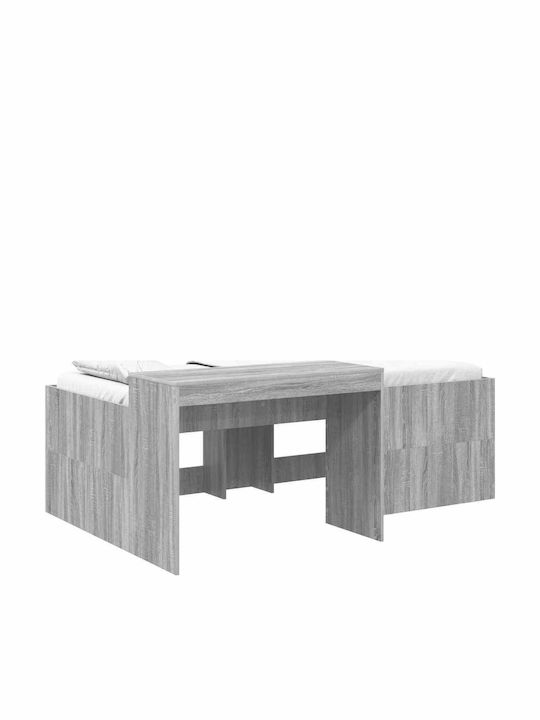 Kids Single Bed with Desk Gray