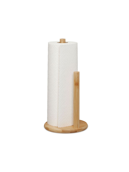 Relaxdays Suport Pentru Prosoape De Hârtie Din Lemn Bej 28x14.5cm 10045693