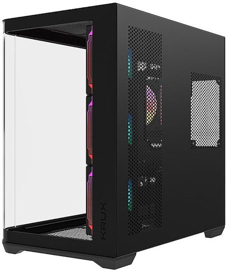 Krux Tano Gaming Midi Tower Κουτί Υπολογιστή με Πλαϊνό Παράθυρο και ARGB Φωτισμό Μαύρο