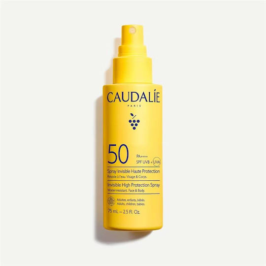 Caudalie Invisible High Protection Sunscreen Cream for Face & Body SPF50 Spray 75ml