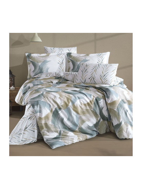 Clasy Home Подредба Пликове за Завивки 100% Памук 200x220см Двойна с 2 Калъфки за Възглавници и 1 Чаршаф Бежова