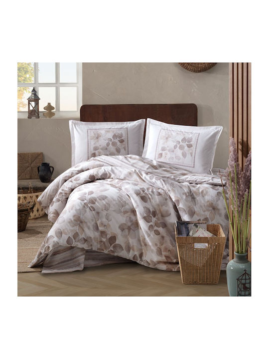 Clasy Home Подредба Пликове За Завивки 100% Памук 200x220см Двойна С 2 Калъфки За Възглавници & 1 Чаршаф Бежова