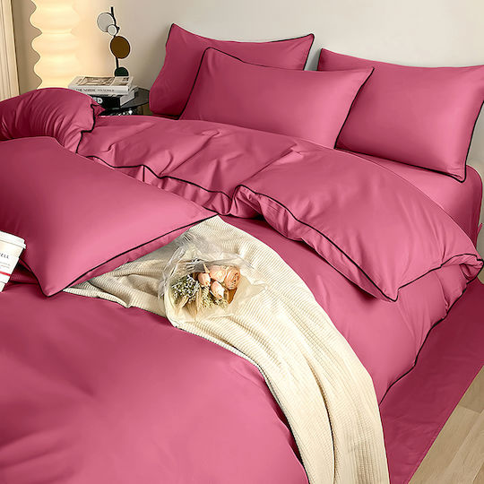 Σετ Παπλωματοθήκη 200x220cm Διπλή με 2 Μαξιλαροθήκες & 1 Σεντόνι Fuchsia