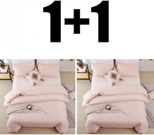 Σετ Παπλωματοθήκη 150x220cm Μονή με Μαξιλαροθήκη & 1 Σεντόνι Peach