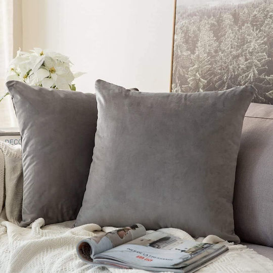 Miulee Μαξιλαροθήκη Gray 2τμχ 50x50εκ.
