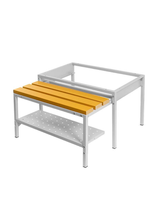 Outdoor Metal Gray Bench With Chest 80x80x43cm
