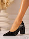 Leder Pumps mit Mittelhohem Absatz Schwarz