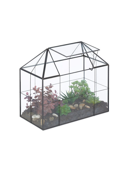 Relaxdays Διακοσμητικό Βάζο Γυάλινο Μαύρο 27x15xΥ30cm