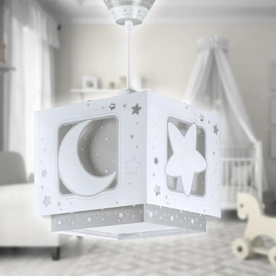 Ango Single-Light Kids Ceiling Pendant Light Made of Plastic 15W with E27 Socket Gray
