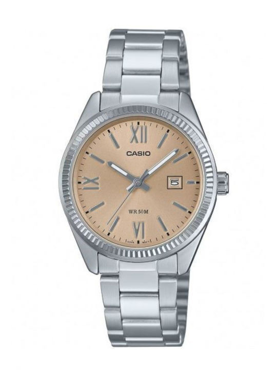 Casio Herrenuhr Batterie mit Silber Metall-Armband