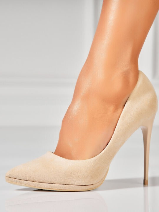 Yes Mile Suede Pumps mit Hochem Absatz Beiges
