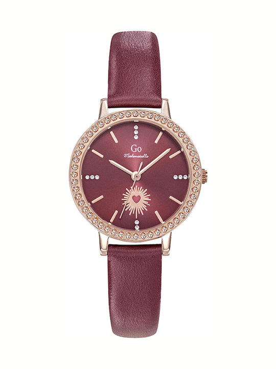 GO Mademoiselle Womens Battery Watch With Burgundy Leather Strap