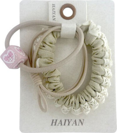Haiyan Bied Bands Elastice Pentru Păr Cu Mărgele Bej