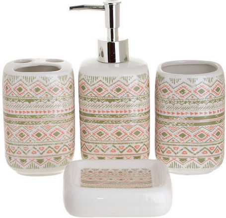 Bathroom Accessory Set Ceramic Green 4 Pieces