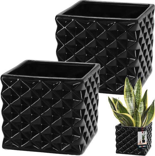 Kotarbau Σετ 2 Γλάστρες Πήλινες Black