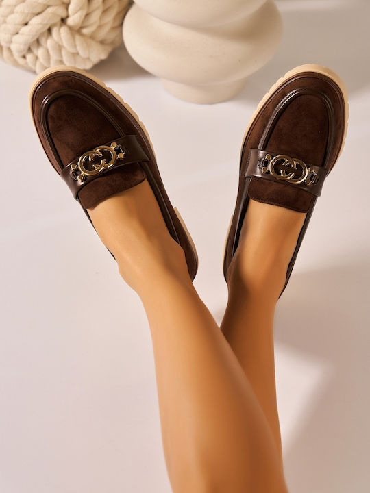 Mocasini De Damă Din Piele În Culoare Maro