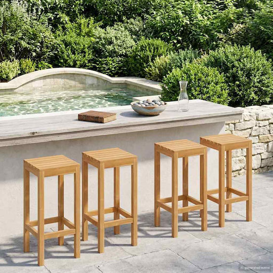 Wooden Garden Bar Stool Outdoor Brown 4 Pieces 35x35x75cm